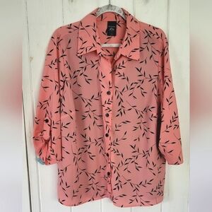 George Tunic 3/4 Sleeve Attached Cami Button Down Blouse